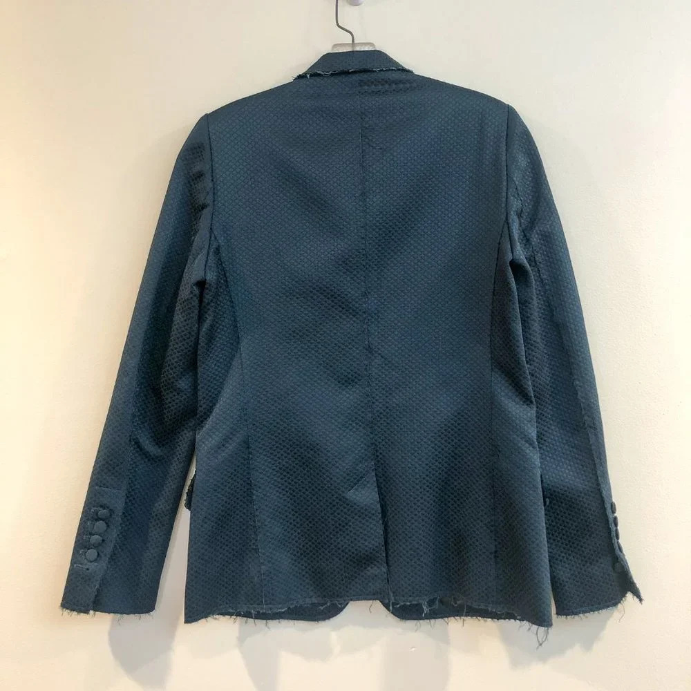 Zadig & Voltaire Green Diamond Modern Boyfriend Collared Blazer Women's XS EUC - Picture 7 of 8